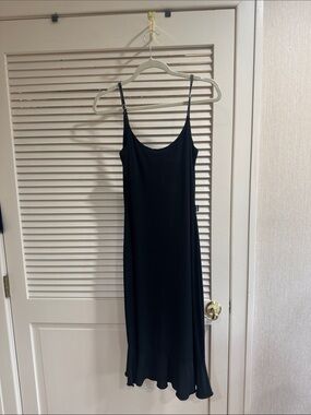 Moschino Black Midi Slip Dress with Ruffled Hem